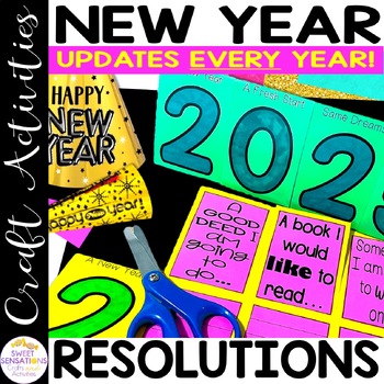 Preview of New Years Activities 2024 - New Years Writing Resolution 2nd Grade Door Decor
