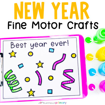 Preview of New Years Craft Kindergarten + Preschool Happy New Year 2024 Tear Art Printable