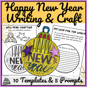 Preview of Happy New Year 2024 Craft & Writing Activity Pack: Goals Writing Prompts