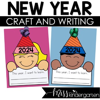 Preview of New Year 2024 Craft Kindergarten New Years Goals & Resolutions Bulletin Board
