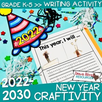 Preview of New Years Craftivity | New Years Writing Activity | 2024 New Year Resolution