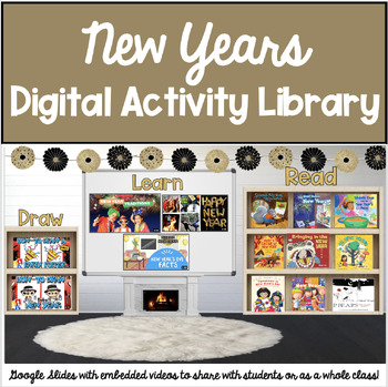 Preview of New Years Digital Book and Activity Library: Google Slides