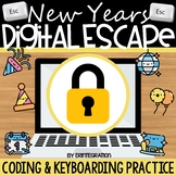 New Years Digital Escape Room Keyboarding & Coding (Includ