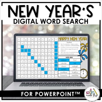 Preview of New Years Activities | Digital Word Search | Early Finishers Game