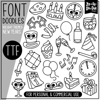 Preview of New Years Doodle Font {Zip-A-Dee-Doo-Dah Designs}