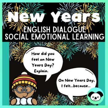 Preview of New Years English Dialogue and Social Emotional Learning Boom Cards