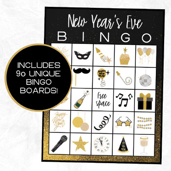 Preview of New Years Eve Bingo | 90 Cards | New Years Party | New Years Eve Games