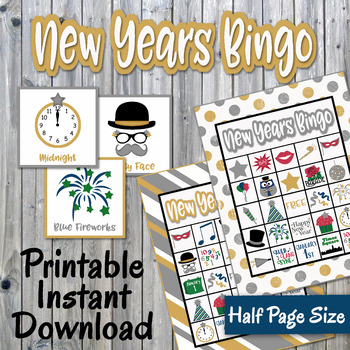 new years eve bingo cards and memory game printable up to 30 players