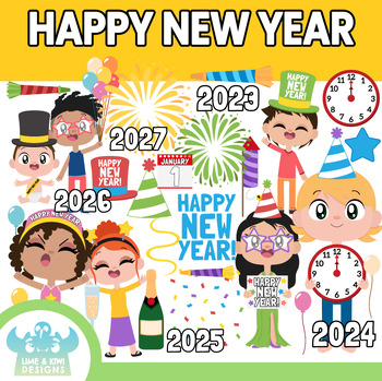 Preview of Happy New Years Clipart (Lime and Kiwi Designs)