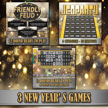 Preview of New Years Eve Games - Family Feud, Jeopardy, Wheel