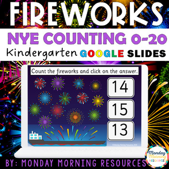 Preview of New Years Eve Math Activity - Counting Fireworks 0-20 - Kindergarten Math