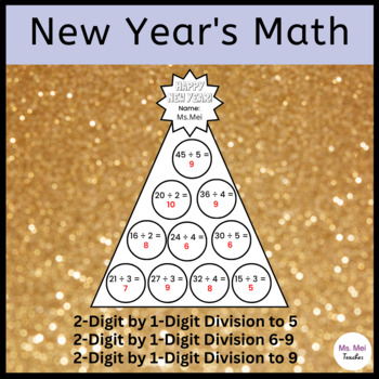 Preview of New Year's Math Crafts - 2-Digit by 1-Digit Division (No Remainder)