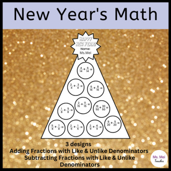 Preview of New Year's Math Crafts - Adding and Subtracting Fractions