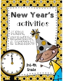New Year's Eve Reading, Math, & Writing Activities