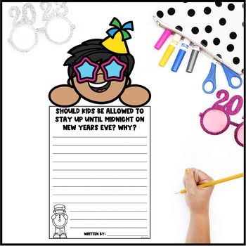 New Years Activities Writing Prompts & Page Topper Craftivities | TpT