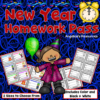 Preview of New Years 2024 FREE Homework Pass Classroom Management | Incentive Reward