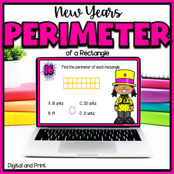 Preview of New Years Finding the Perimeter of a Rectangle - Digital & Print #newstart23