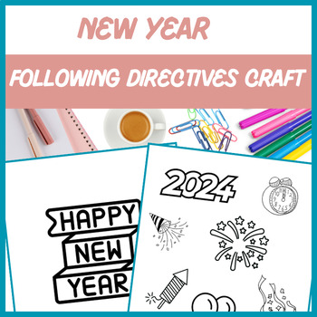 Preview of New Years Following Directions Craft - Speech, Language | Digital Resource