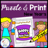 New Years Puzzle & Print | No Prep | FREE