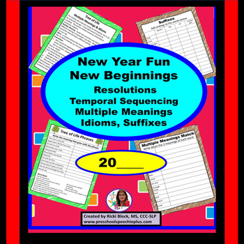 Preview of New Year Fun Speech Activities