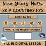 New Years Functional Math Skip Counting by 10's Digital Le