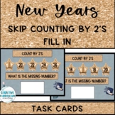 New Years Functional Math Skip Counting by 2's Task Cards Fill In
