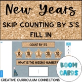 New Years Functional Math Skip Counting by 5's Boom Cards Fill In