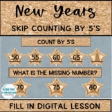 New Years Functional Math Skip Counting by 5's Digital Lesson