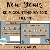 New Years Functional Math Skip Counting by 5's Task Cards Fill In