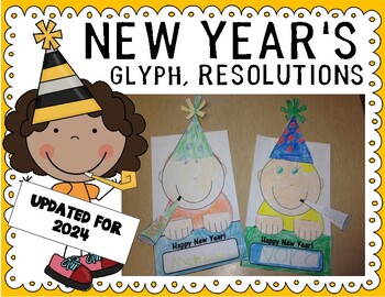 Preview of New Years 2024 Activities: Glyph and Resolutions Printables