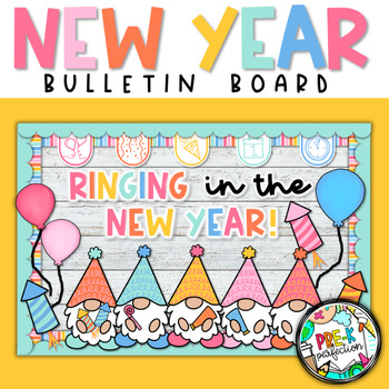 Preview of New Years Gnome Bulletin Board | 2024 Gnome Board | New Year's Eve Decor