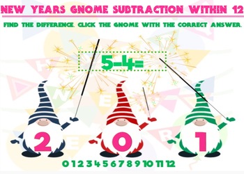 Preview of New Years Gnome Subtraction Within 12