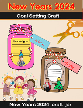 Preview of New Years Goal Setting 2024 Bulletin Board Activity January Craft jar Resolution