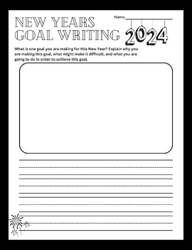 Preview of New Years Goal Writing