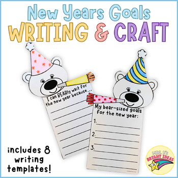 Preview of New Years Goals Setting Writing & Craft | January Bulletin Board Hallway Display