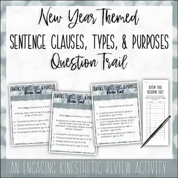 Preview of New Years Grammar Question Trail | Clauses, Sentence Types & Purposes