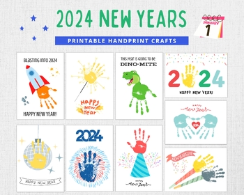 Preview of New Years Handprint Craft, New Years Craft, 2024 Craft, New Years Activity