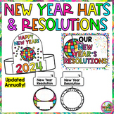 New Years Hat and Resolutions Craft and Poster 2024 and 20