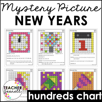 Preview of New Years Hundreds Chart Mystery Picture - New Years Math
