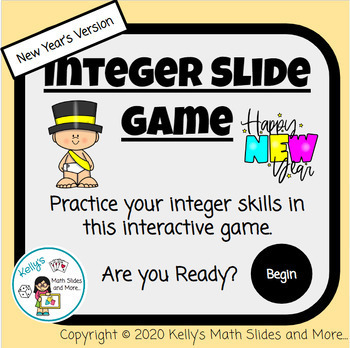 Preview of New Years Integer Slide Game - Add, Subtract, Multiply, and Divide Integers
