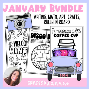 Preview of New Years/January/Winter Activity BUNDLE | Math, Literacy, Art, Bulletin Board