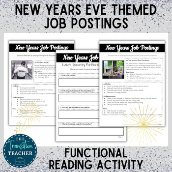 Preview of New Years Job Postings | Functional Reading | Career Exploration