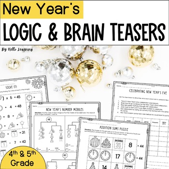Preview of New Years Logic and Brain Teaser Puzzles for Enrichment or Early Finishers