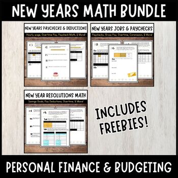 Preview of New Years Math BUNDLE | High School Math | January | New Years Resolutions
