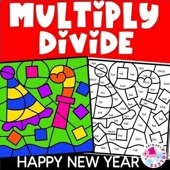 Preview of New Years Color by Number Code Multiplication & Division Math Coloring Pages