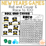 New Years Math Games NO PREP January Roll and Cover, Race to 100