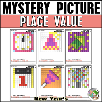 Preview of New Years Math Mystery Picture Place Value - New Years Activities
