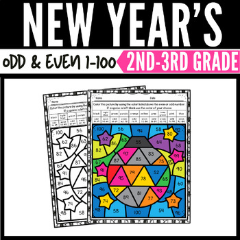 Preview of New Years Math Odd and Even Color by Number Worksheets