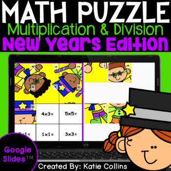 Preview of New Years Math Puzzle Activities | Multiplication and Division | Google Slides™