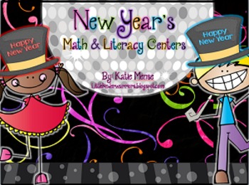 Preview of New Years Math and Literacy Centers for Kindergarten